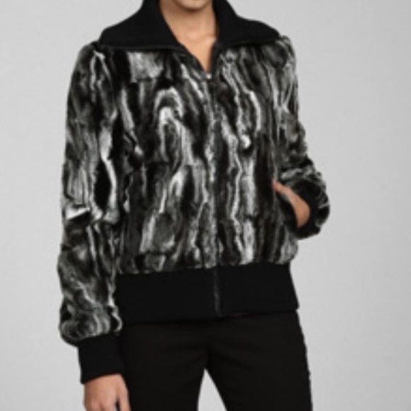 Via Spiga Marble Faux Fur Isabetta  Bomber Jacket - Picture 7 of 11